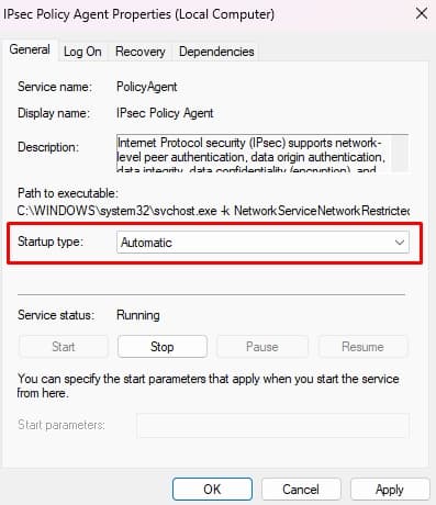 IPsec startup automatic