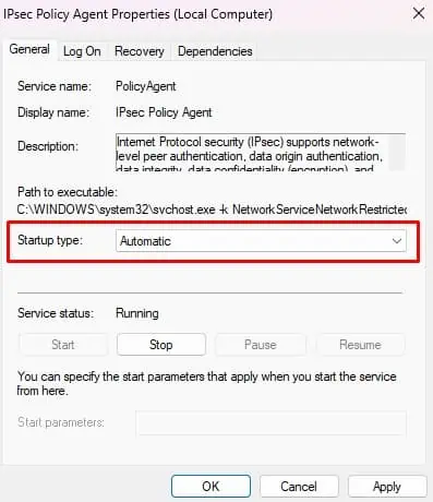 Fix: The L2TP Connection Attempt Failed Because the Security Layer Encountered a Processing Error 13 IPsec-startup-automatic