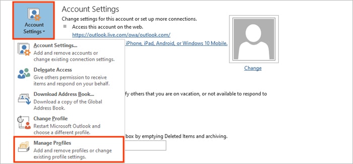 Manage-Outlook-Profile