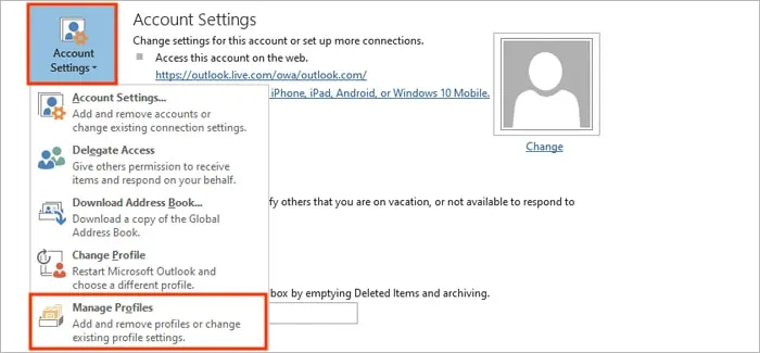Manage-Outlook-Profile