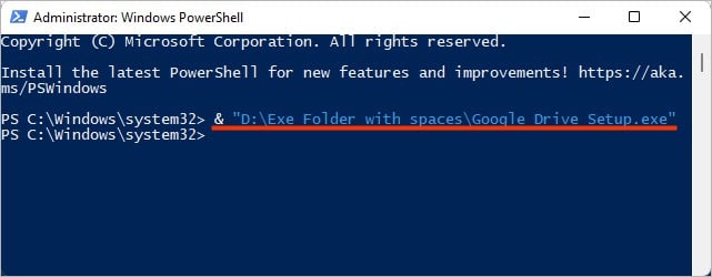 Run-Exe-file-with-full-path-PowerShell