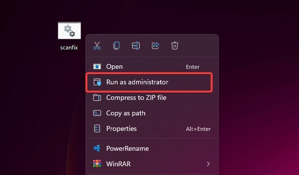 Run file as administrator