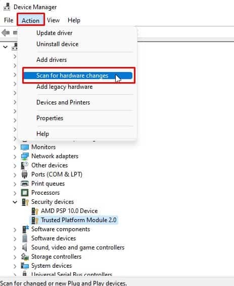 Scan for hardware changes