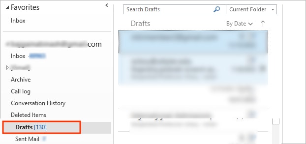 Select-the-Drafts-folder-Outlook