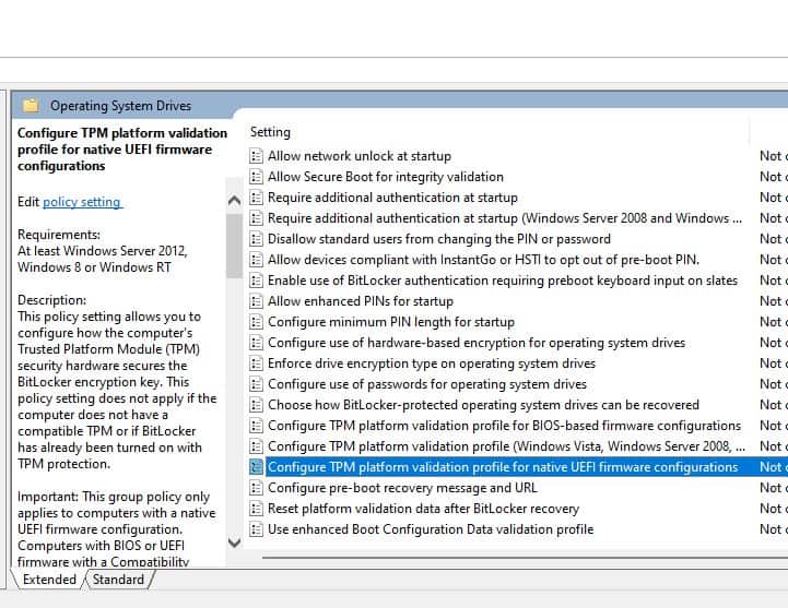 TPM validation BIOS