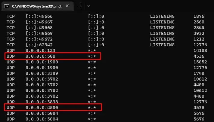 Fix: The L2TP Connection Attempt Failed Because the Security Layer Encountered a Processing Error 24 UDP-500-and-4500-ports