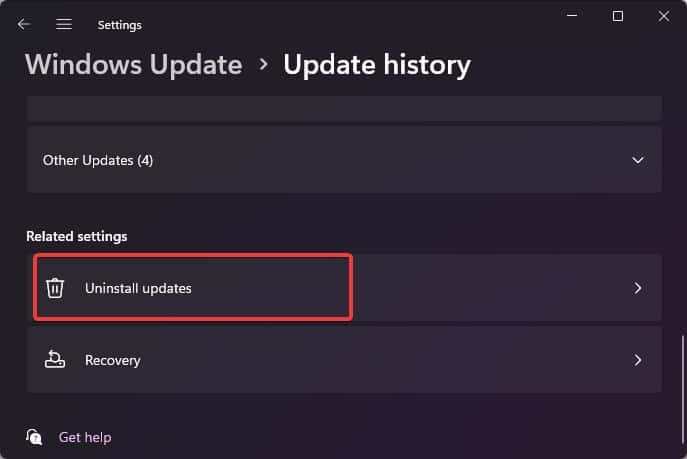 Uninstall updates