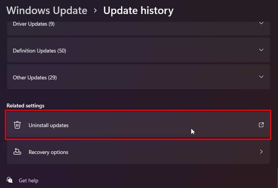 Uninstall updates min