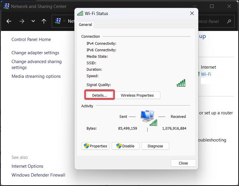Wifi status Details