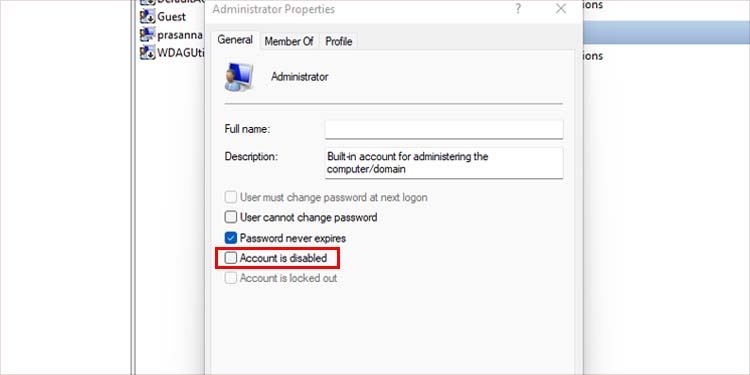 account is disabled