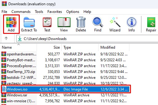 add to archive file too large