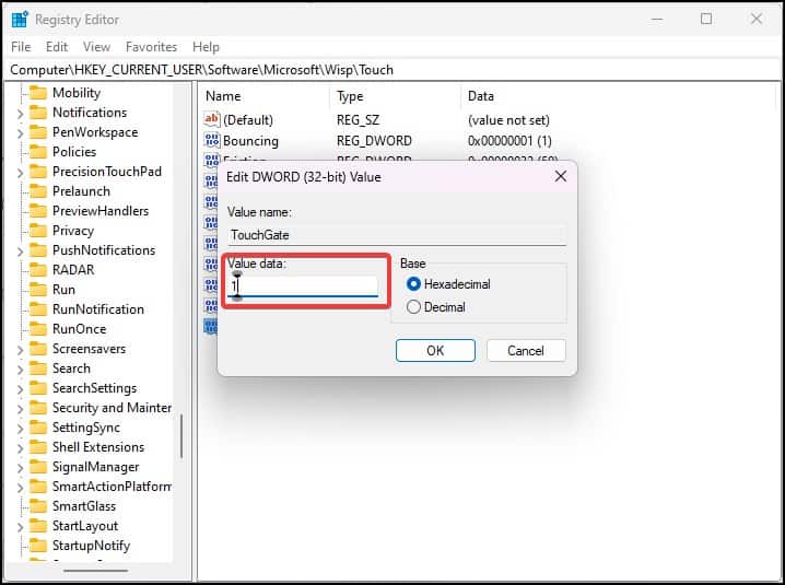 add value data in registry