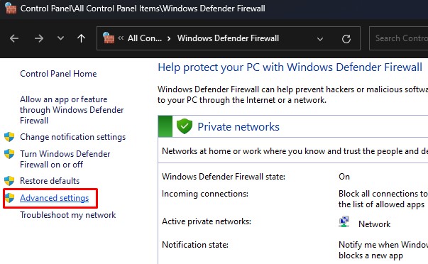 advance firewall settings time synchronization failed