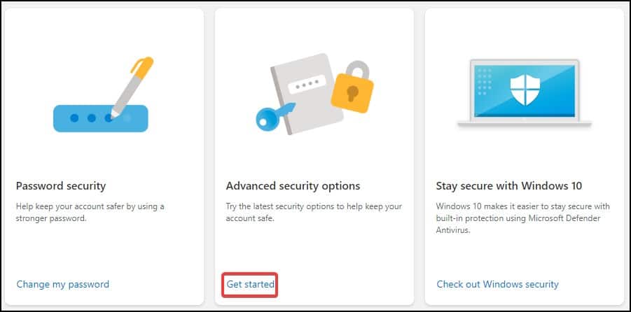 advance security option