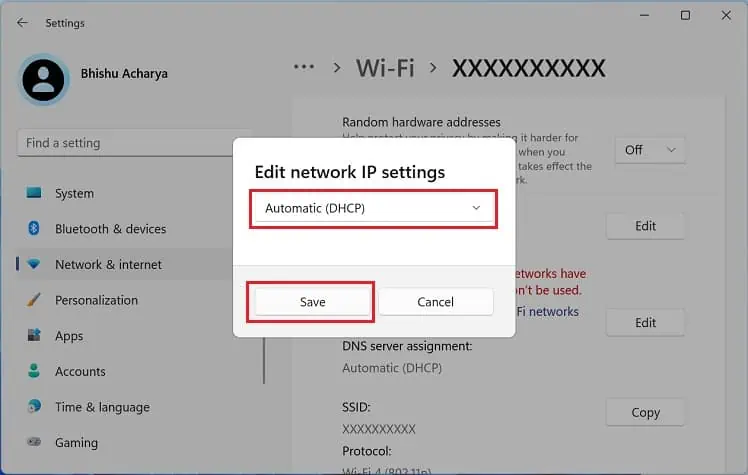 8 Possible Ways to Fix “No Internet, Secured” Error 18 automatic-dhcp