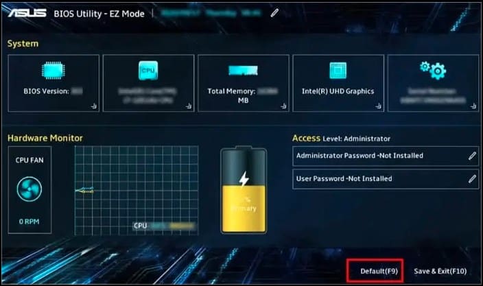 bios reset