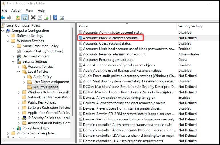 block microsoft account