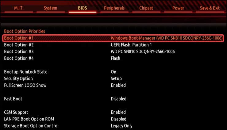 boot option recovery