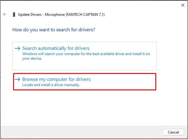browse my computer for drivers