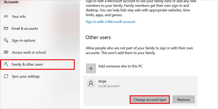 change account type