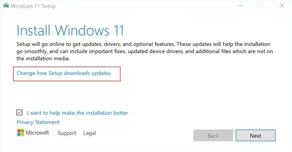 change how setup downloads update