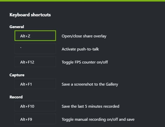 change keyboard shortcut on shadowplay