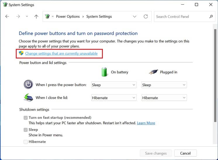 change settings that are currently unavailabe