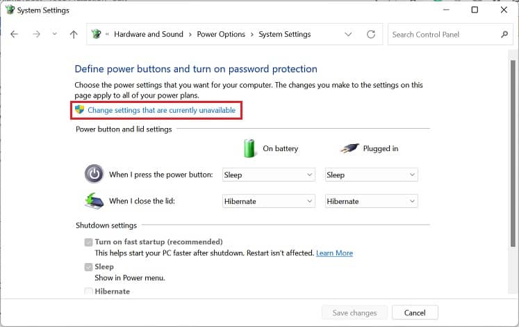 change settings that are currently unavailable