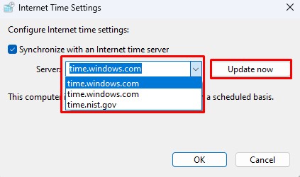 change time server time synchronization failed