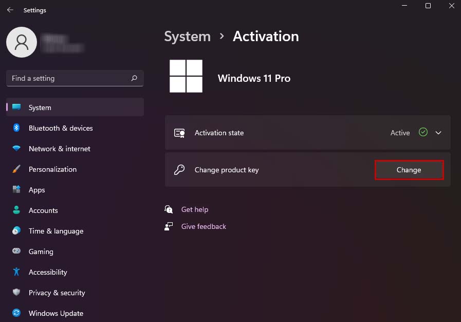 chnage product key