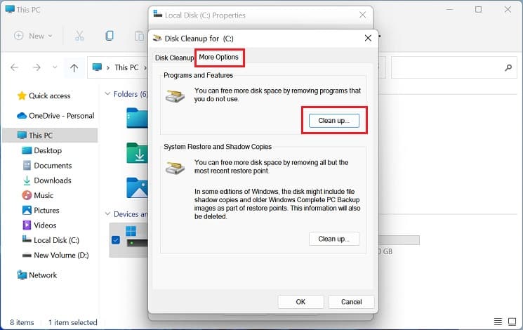 clean up button programs and features