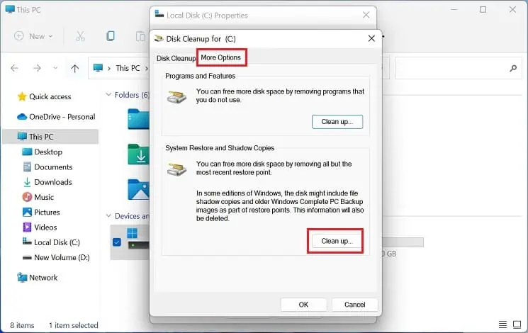 How to Run a Disk Cleanup in Windows (Step-By-Step Guide) 13 clean-up-button-system-restore-and-shadow-copies