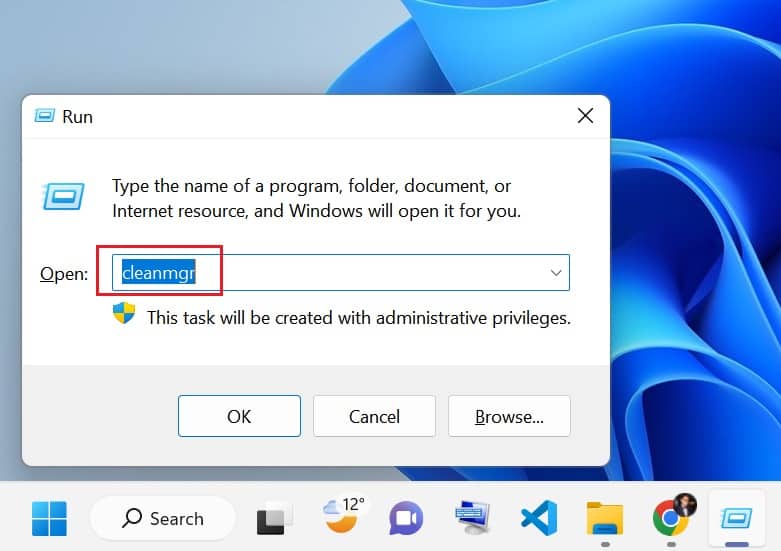 cleanmgr in run