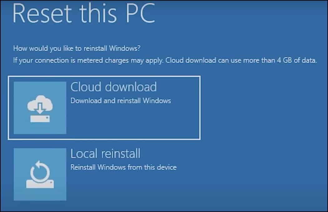 cloud or local reinstall