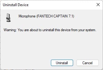 confirm microphone uninstall