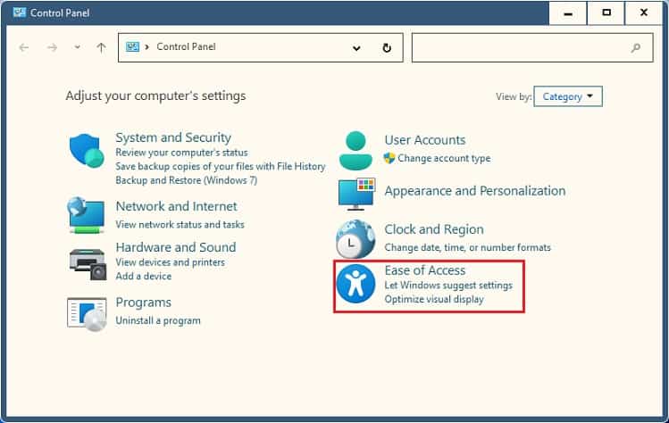 control panel ease of access