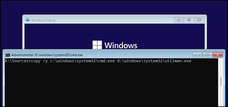 copy cmd over utilman