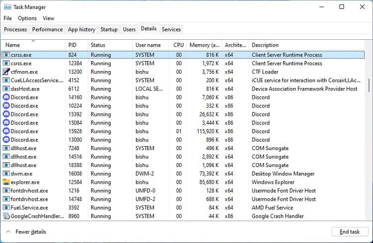csrss in task manager