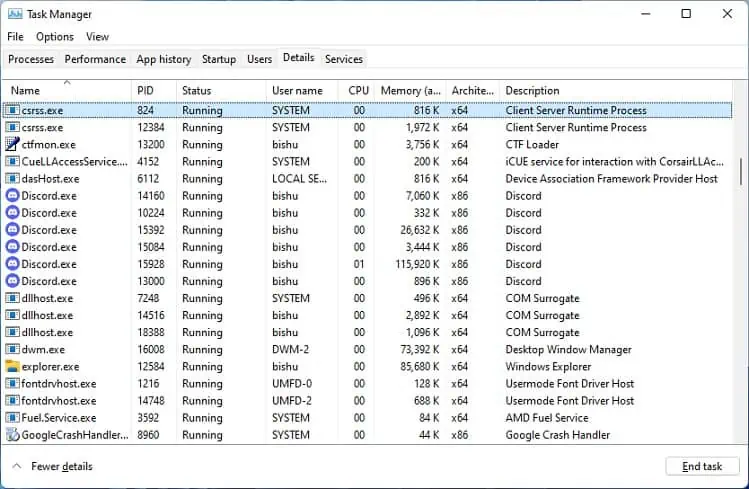 csrss-in-task-manager