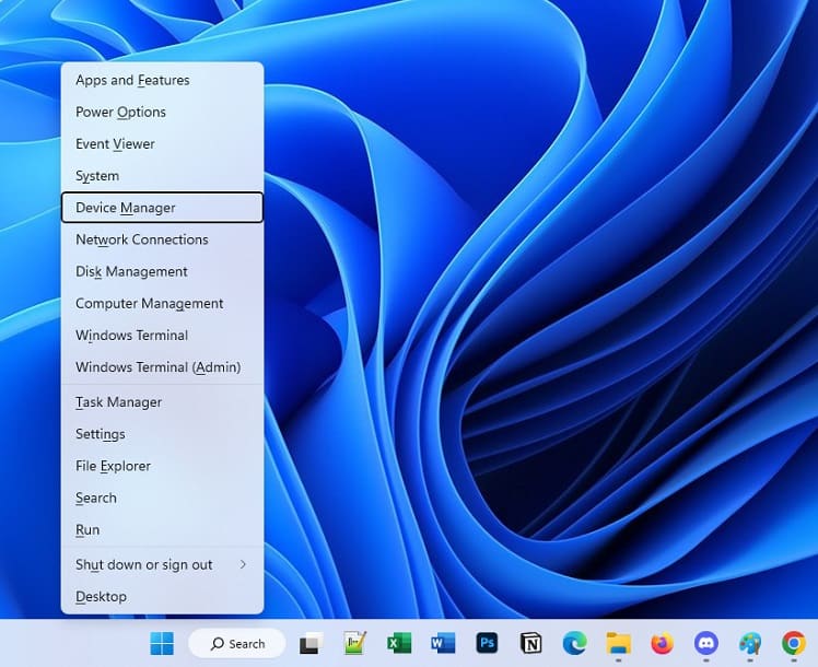 device manager in windows x