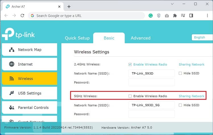 disable 5ghz