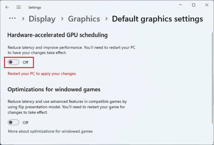 disable hardware accelerated gpu scheduling