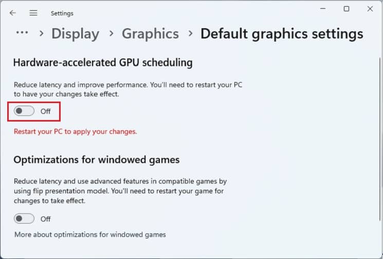 disable hardware accelerated gpu scheduling