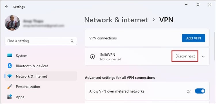 disconnect vpn windows