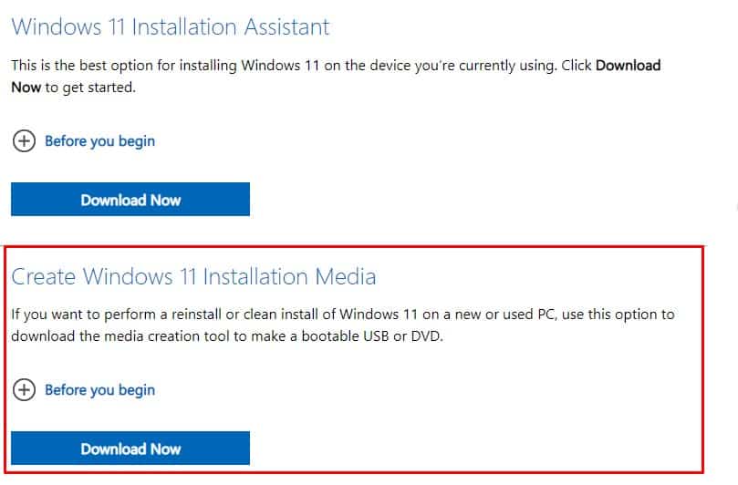 download installation media windows 11