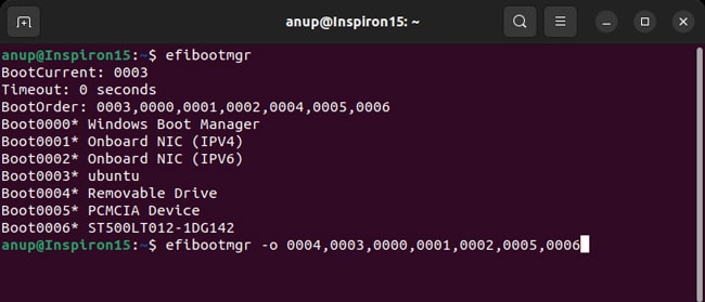 efibootmgr-o-change-boot-order