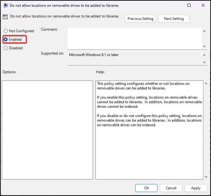 enable settings from gpedit