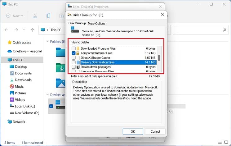 files to delete in disk cleanup