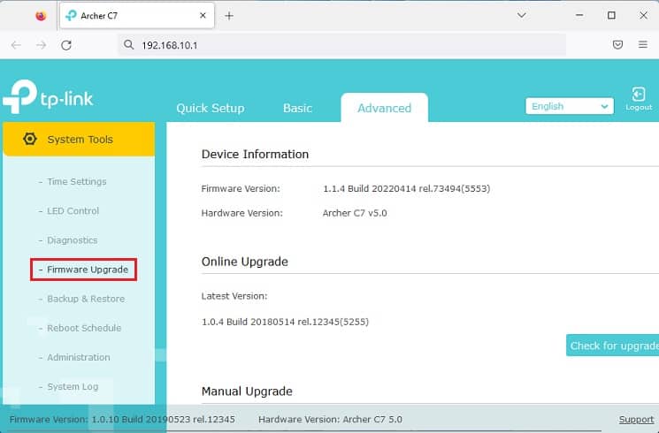tp link ac750 router firmware update