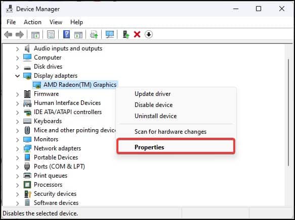 graphic drivers properties